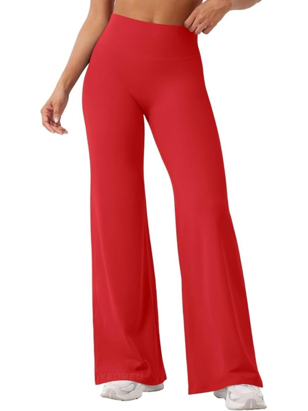 Women's Red No Front Seam Straight High Waist Imported Yoga Leggings